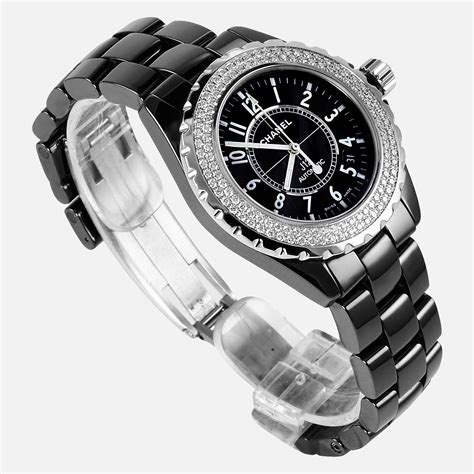 chanel j12 mens black ceramic watch|chanel j12 diamond bezel.